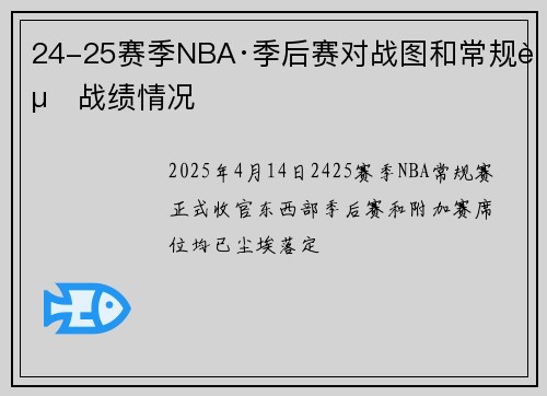 24-25赛季NBA·季后赛对战图和常规赛战绩情况